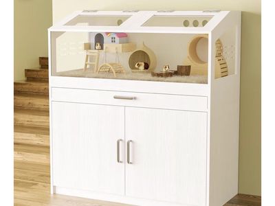 New Hamster & Small Animal Cage with Storage Cabinet - White, Easy Clean, Still in Box