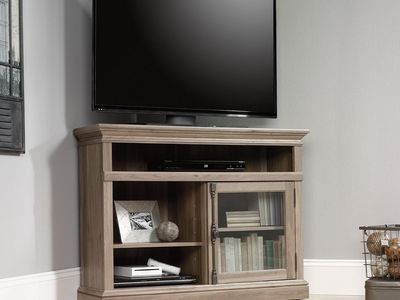 Sauder Barrister Lane Corner Entertainment Stand, For TV's up to 42", Salt Oak finish