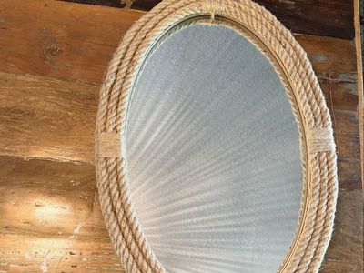 Oval Rope Framed Wall Mirror, Coastal Decor, Natural Jute, Hanging Accent Mirror