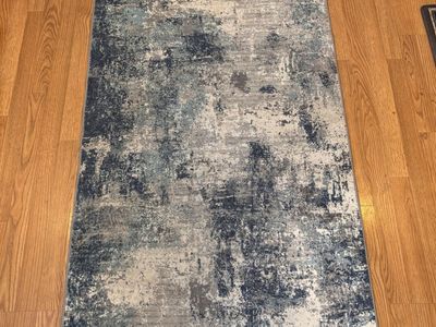 5' x 3' Blue Gray White Rug