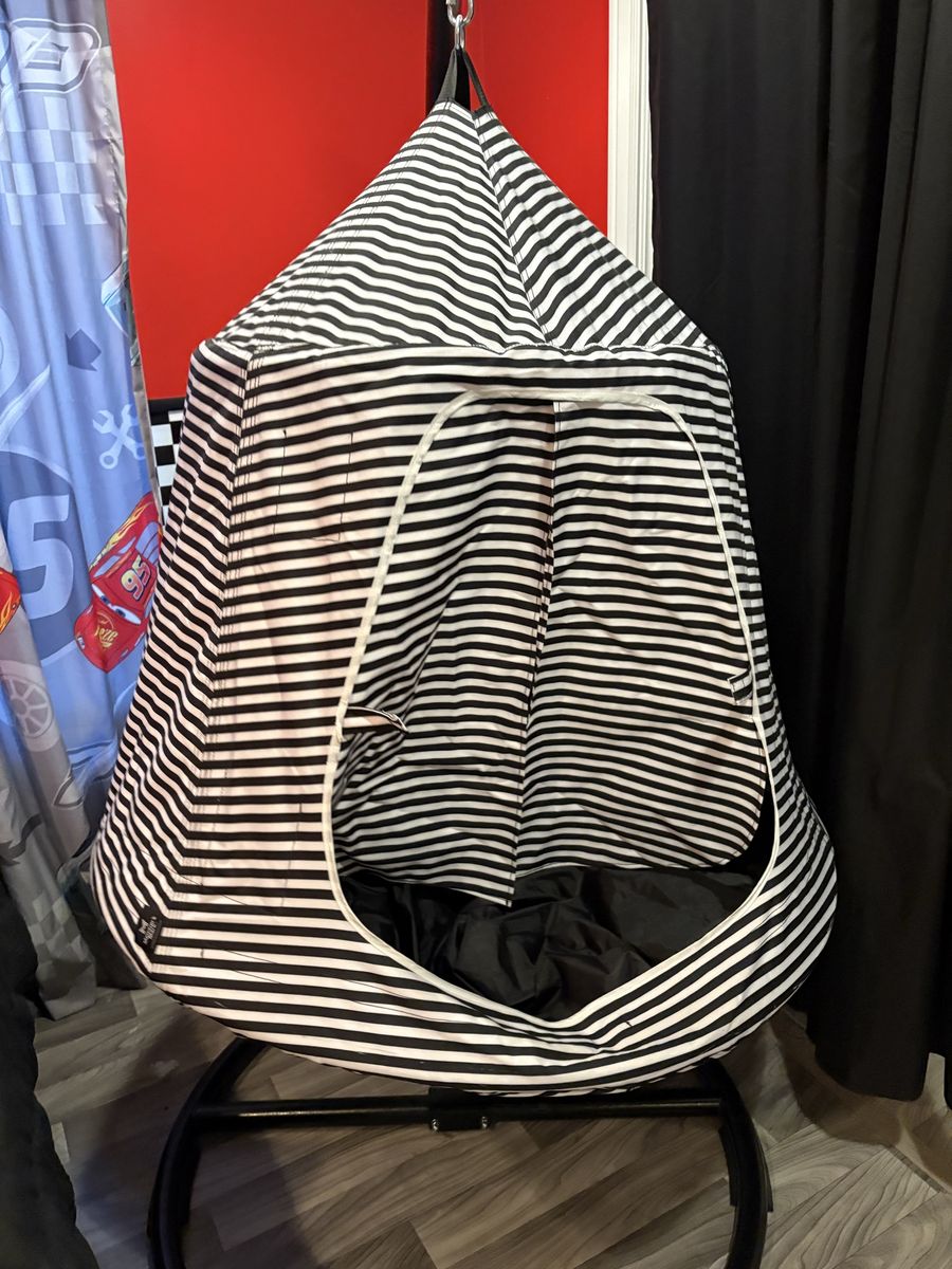 Kids Hanging Cuddle Hammock Chair Black and White Striped Sensory Swing