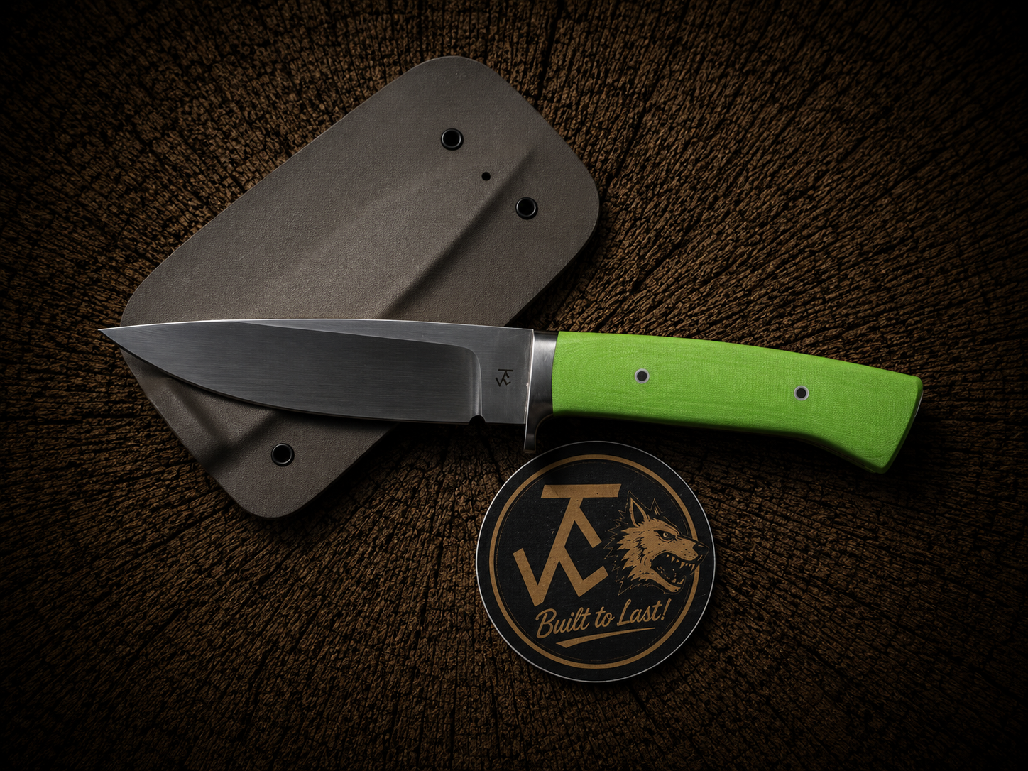 Handmade Hunting Knife - Toxic Green Western Hunter - Made in Utah