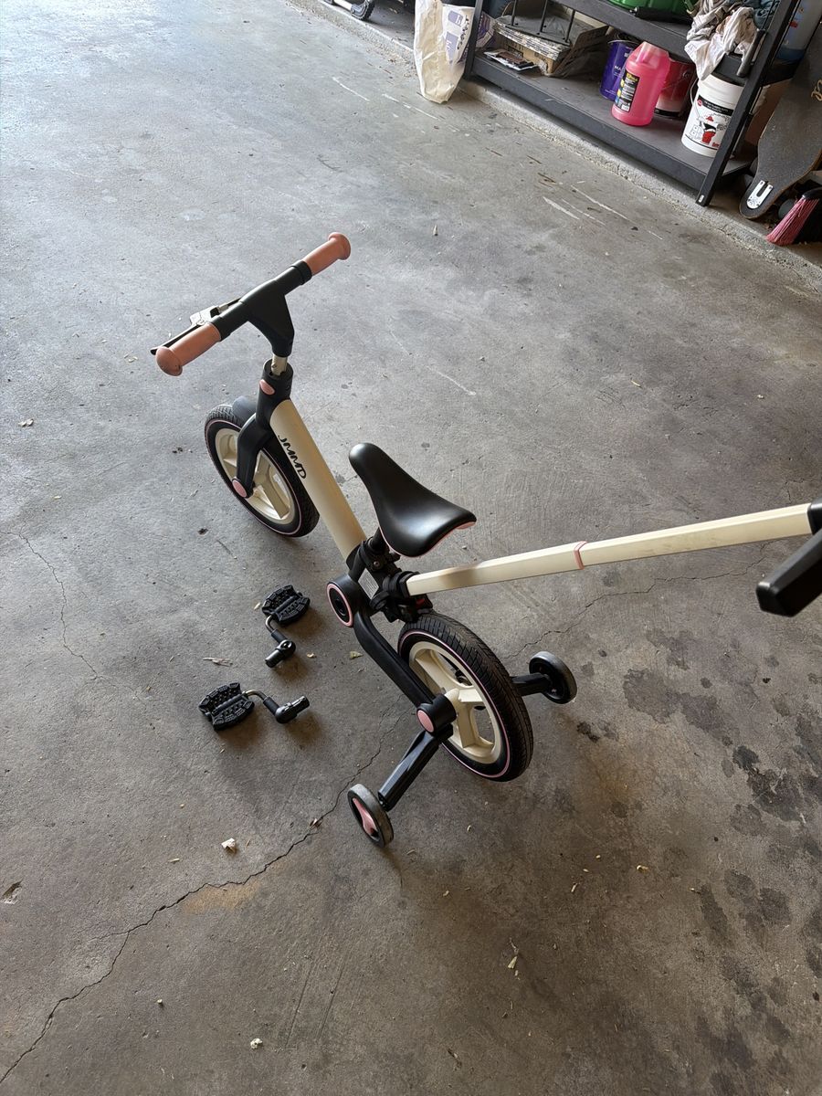 JMMD Kids' 3-in-1 Balance Bike with Training Wheels & Pedals - Pink/White