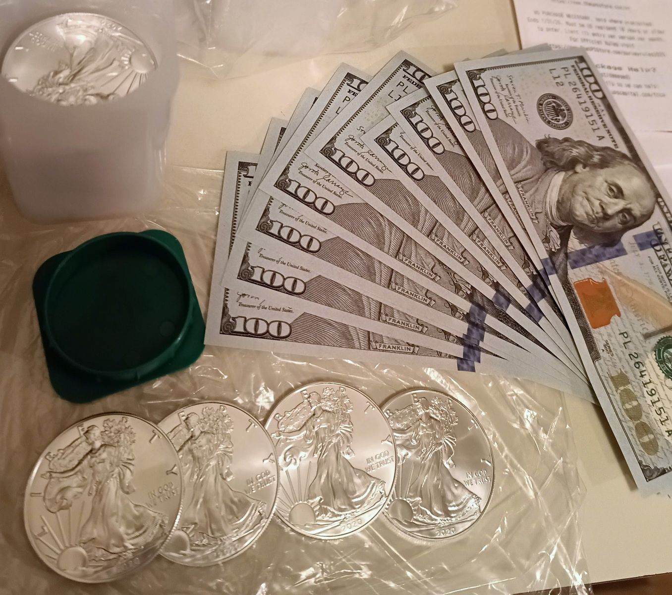 US Mint Tube of 20 American Silver Eagles