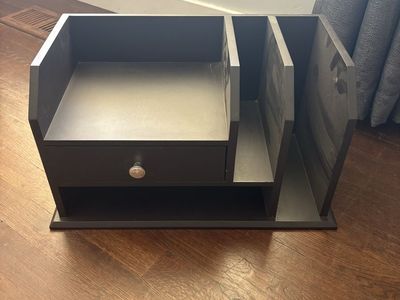 Dark Wood Desk Organizer with Drawer