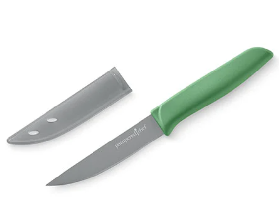 Pampered Chef Coated Paring Knife with Protective Sheath Green