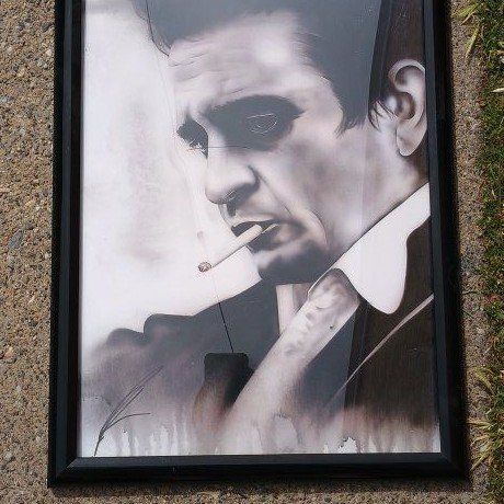 framed Johnny Cash portrait