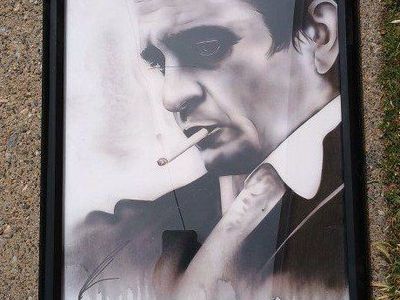 framed Johnny Cash portrait