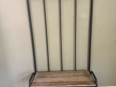 Industrial Farmhouse Hall Tree with Bench, Coat Rack & Shoe Storage - Wood & Metal
