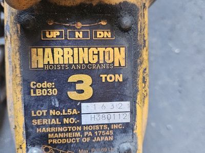 Harrington 3 Ton chain Hoists