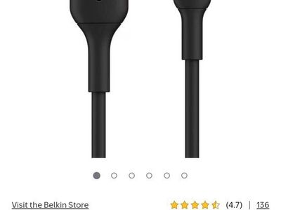 New Belkin BoostCharge USB-A to Lightning Cable - 3.3Ft / 1M Black