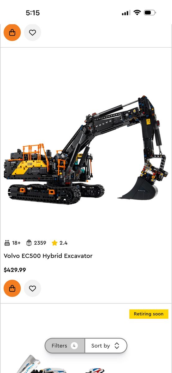 Volvo EC500 HYBRID LEGO set