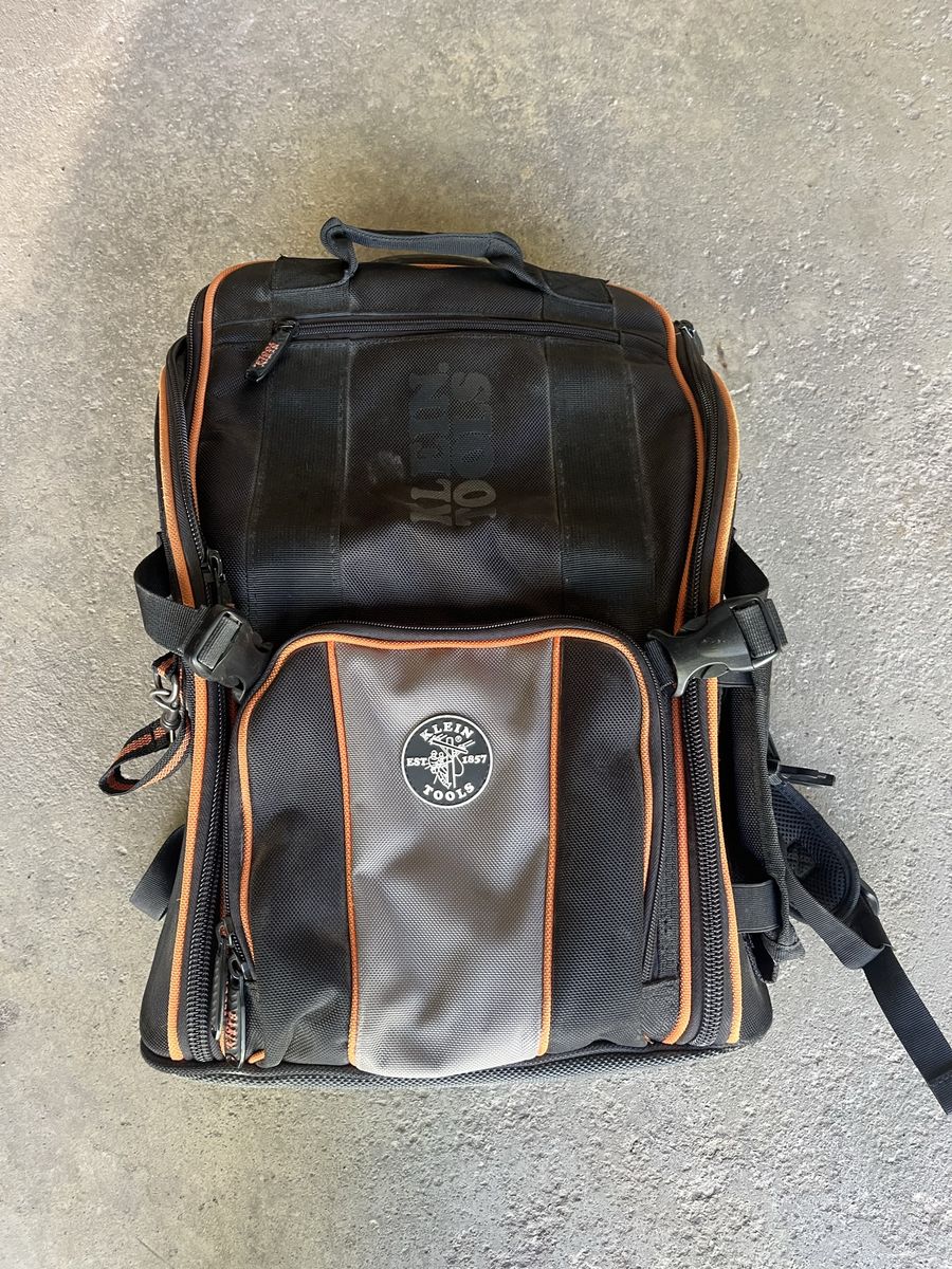 Klein Tools 55421BP-14 Tool Bag Backpack - Black/Orange, Heavy-Duty, Multi-Pocket
