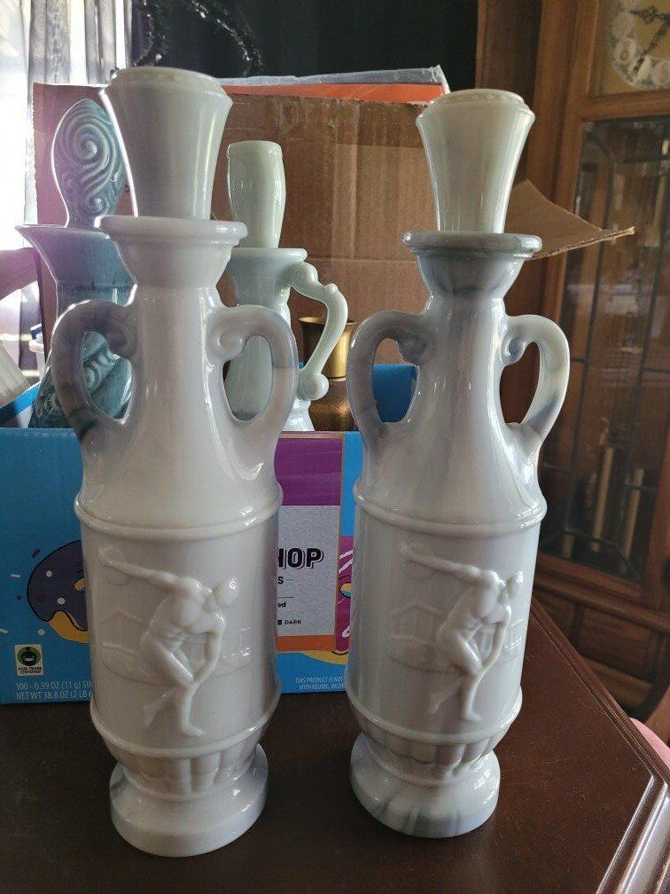 pair of vintage liquor decanters