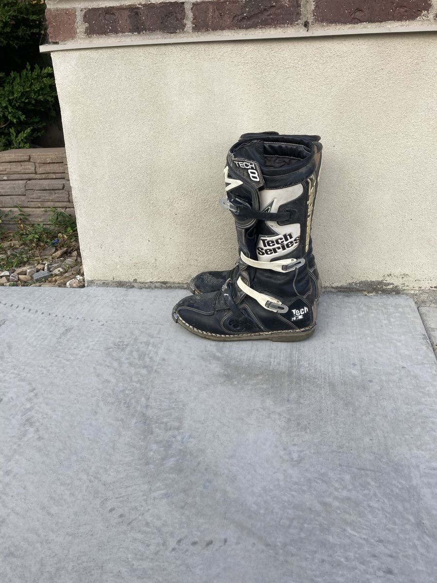 Alpinestars Tech 8 Series Motocross Boots - Black/White, Used, Size 12