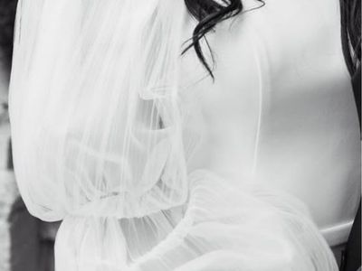 Fit n Flare wedding dress + cathedral veil
