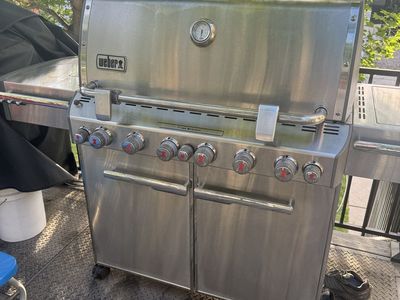 Weber 6 Burner Stainless Grill with Cover, Griddle, Smoker and Rotisserie