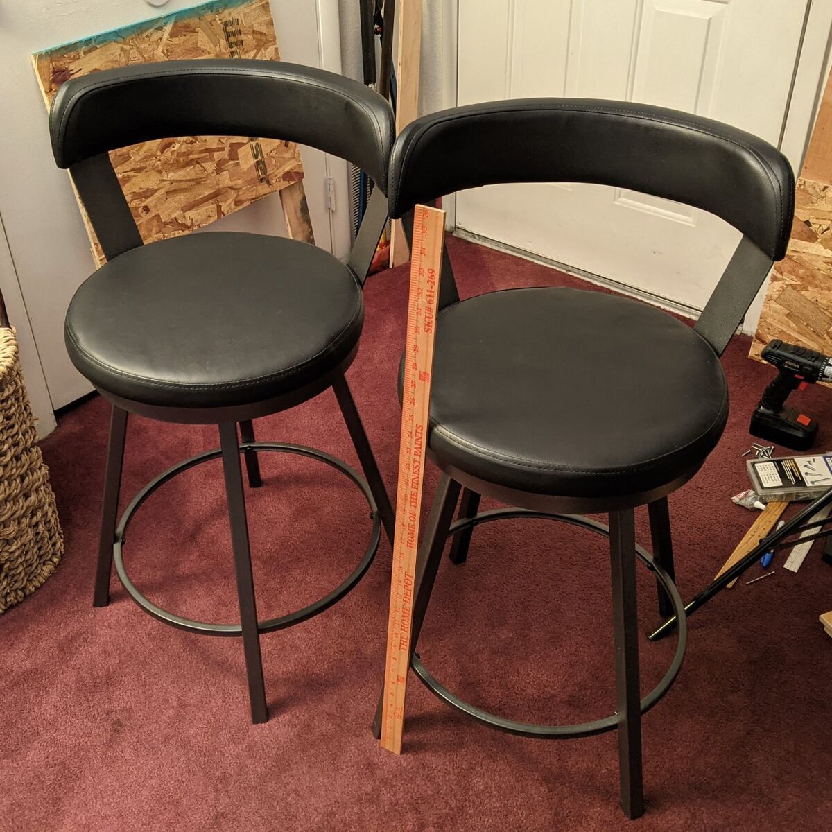 (2) pu leather barstool chairs