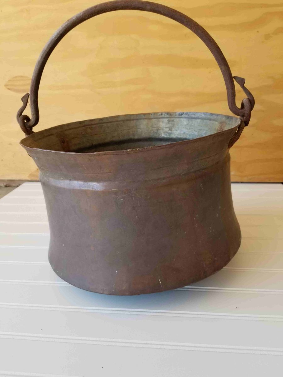 Antique copper campfire kettle