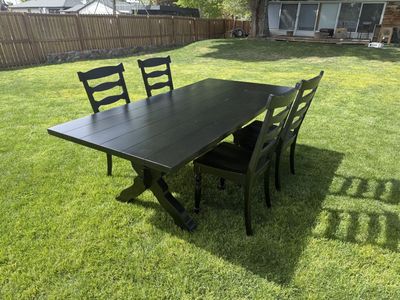 Magnolia Home by Joanna Gaines Dining Table + 4 Chairs | Dark Brown Farmhouse | Great Condition