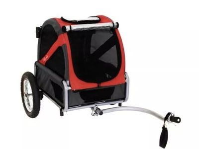DoggyRide Original Dog Bicycle Pet Bike Trailer - Red/Black, Foldable Design
