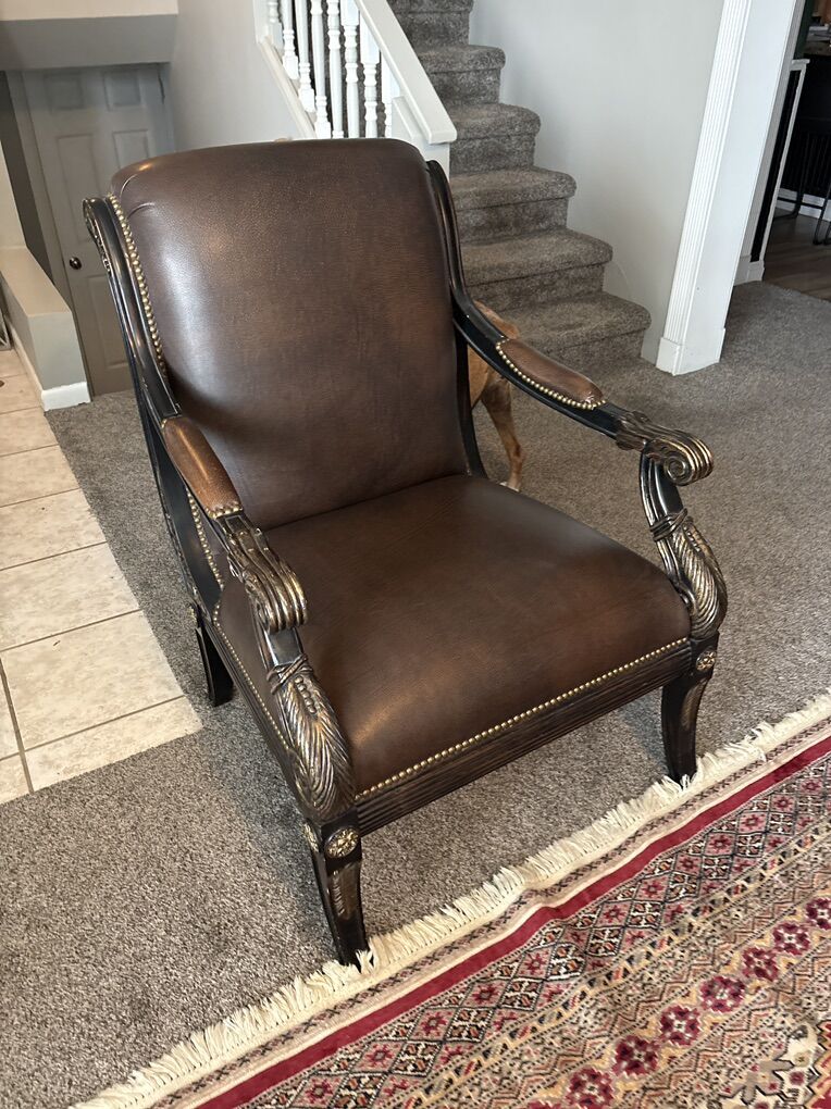 Solid Wood Leather Chaor