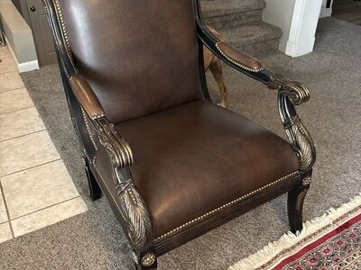 Solid Wood Leather Chaor