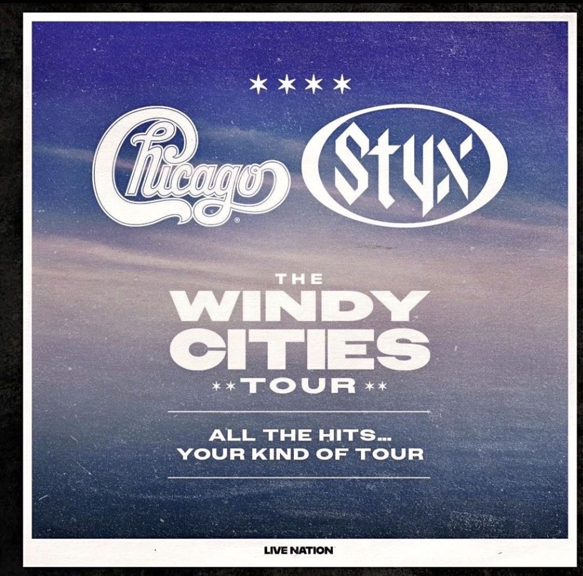 Chicago & Styx The Windy Cities Tour Concert Tickets + Parking