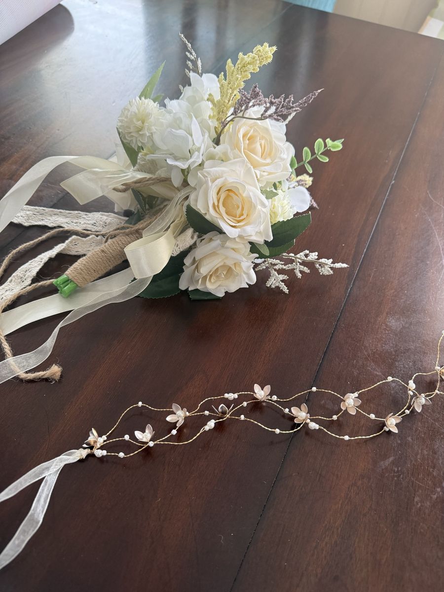 Wedding Accessories, Tiara, And Bouquet