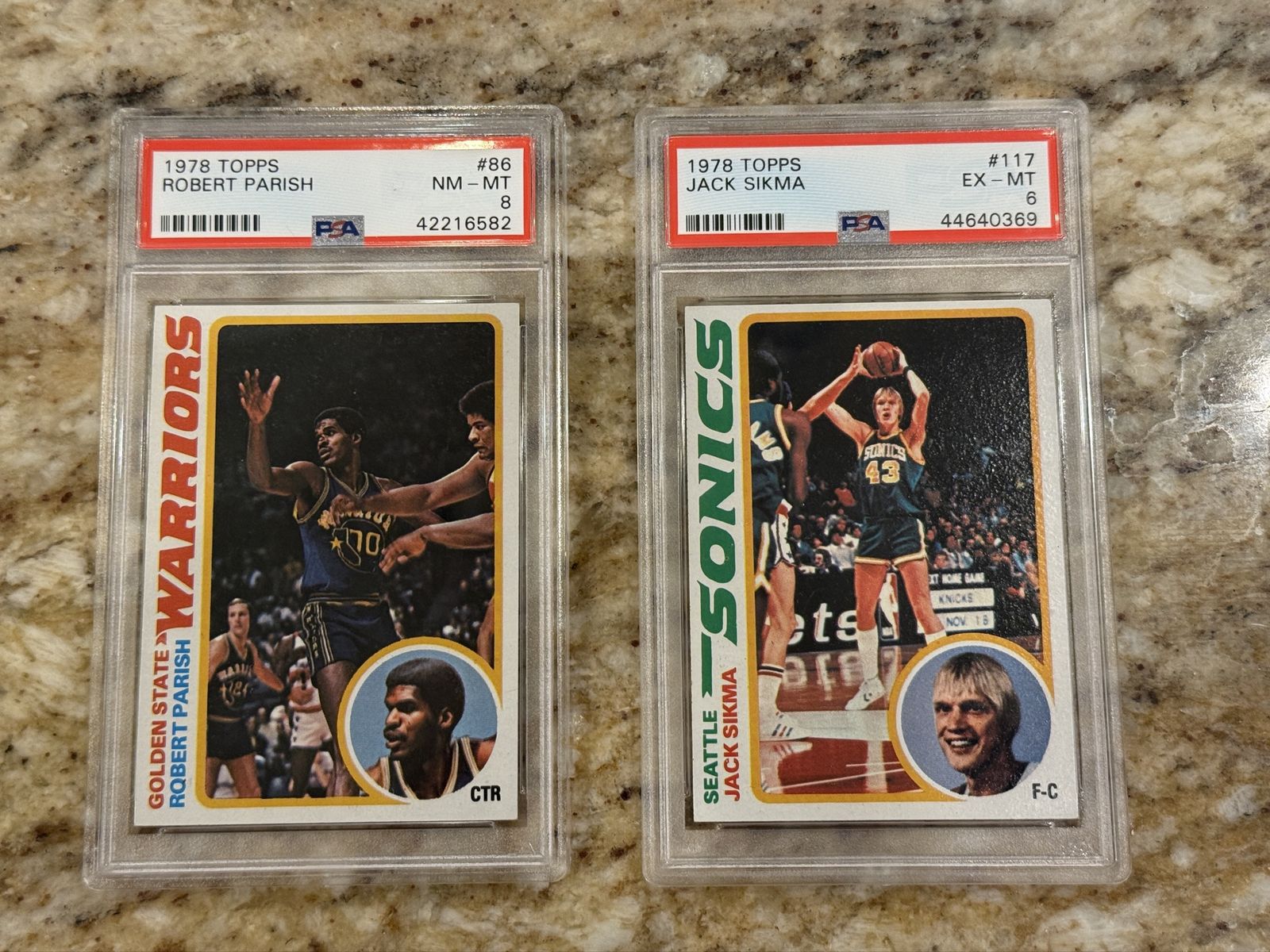 1978 Topps Robert Parish NM-MT 8 #86 & Jack Sikma EX-MT 6 #117 PSA Graded Basketball Cards