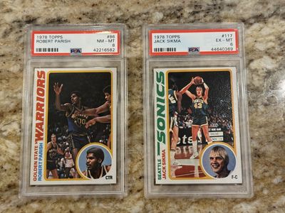 1978 Topps Robert Parish NM-MT 8 #86 & Jack Sikma EX-MT 6 #117 PSA Graded Basketball Cards