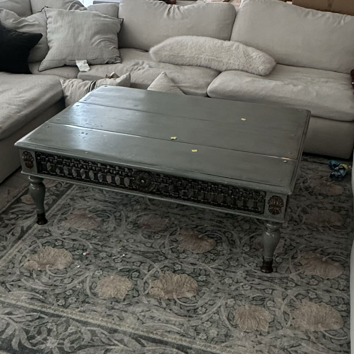 Solid Wood And Metal Coffee Table