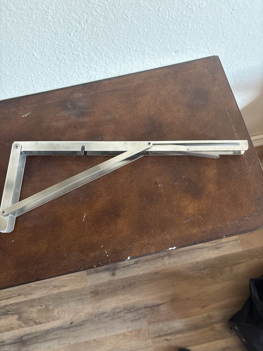 Stainless Steel Folding Shelf Brackets Pair with Mounting Hardware 18” . New WO tags