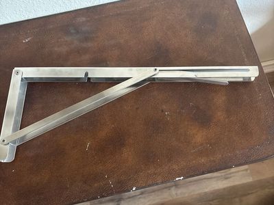 Stainless Steel Folding Shelf Brackets Pair with Mounting Hardware 18” . New WO tags