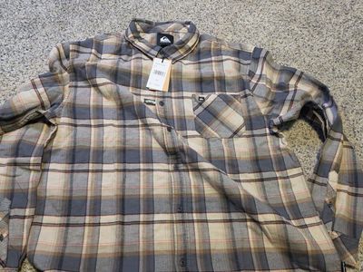 Quiksilver Men's 2XL Plaid Flannel Button-Up Shirt - AQYWT03391, Stretch