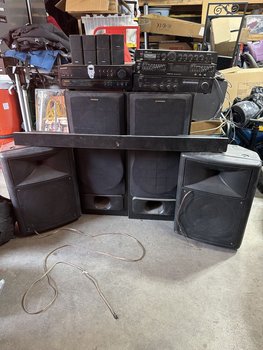Vintage Home Audio & PA Speaker Bundle - Pioneer, Bose, Yamaha Receivers & Speakers