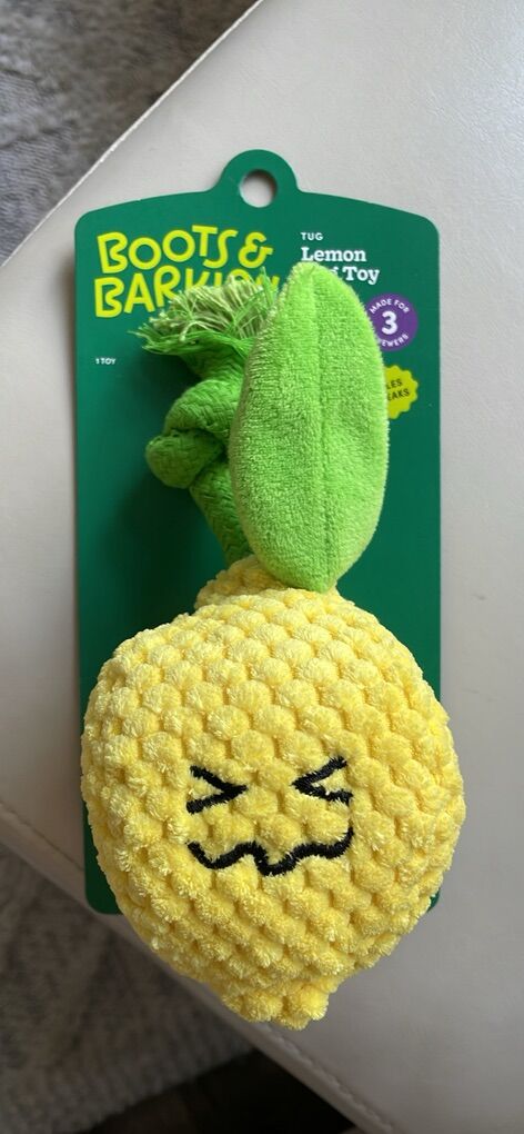Boots & Barkley Crinkles And Squeaks Lemon Dog Toy