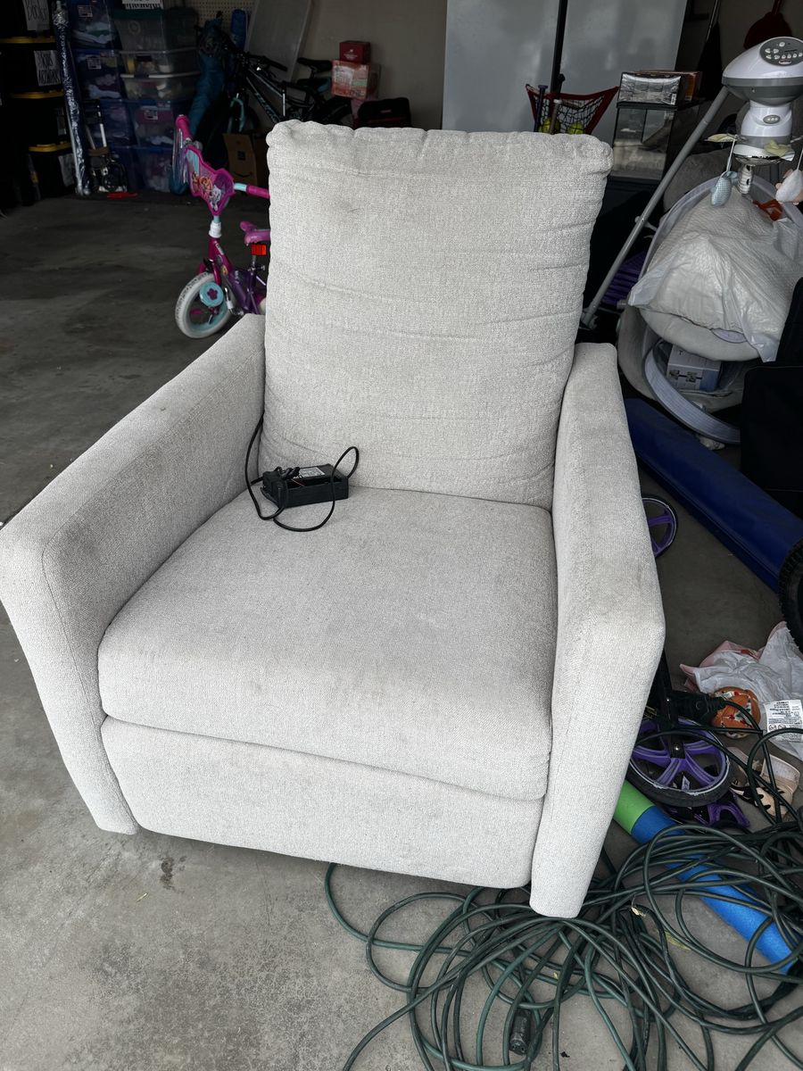 FREE - Upholstered Recliner Armchair with Power Recline Feature (lost plug)