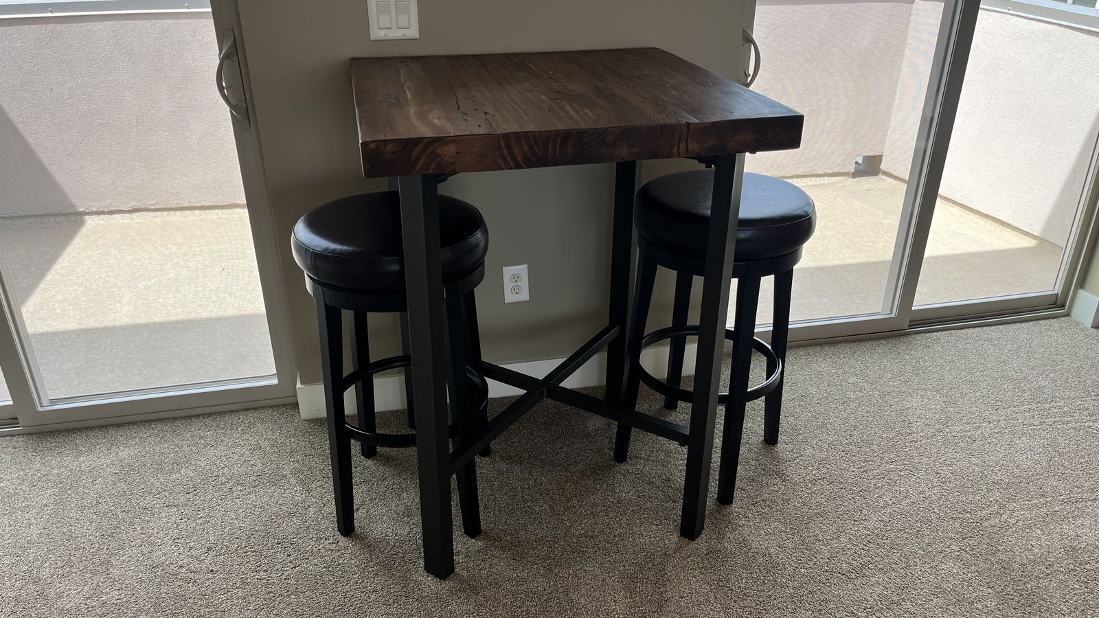 Rustic Bar Height Mini Table & 2 Bar Stools
