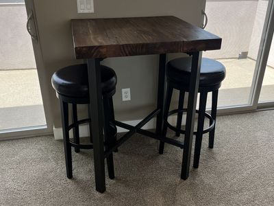 Rustic Bar Height Mini Table & 2 Bar Stools