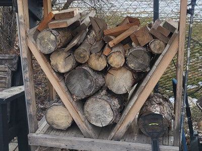 Wooden Firewood Storage Rack with Covered Roof