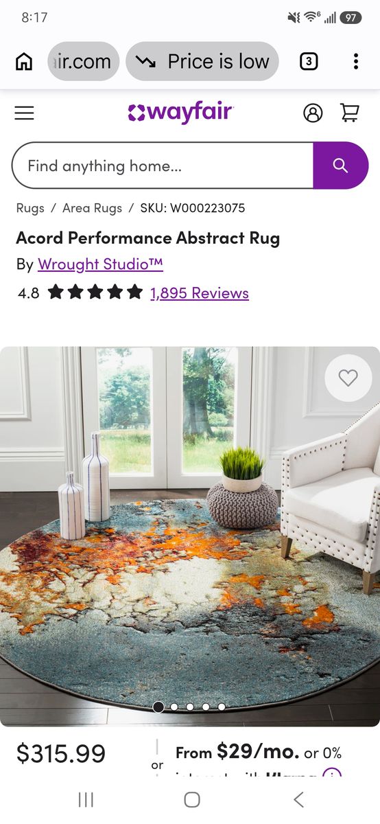 Safavieh Glacier Collection Abstract Round Area Rug - 9' Round (Blue/Multi)