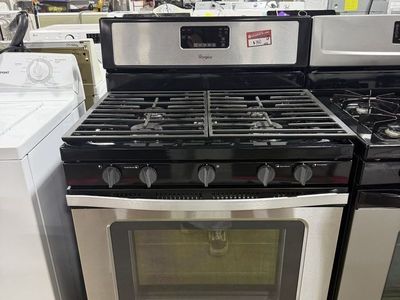 Whirlpool Stainless Steel Gas Range Oven with Black Cooktop and 5 Burners