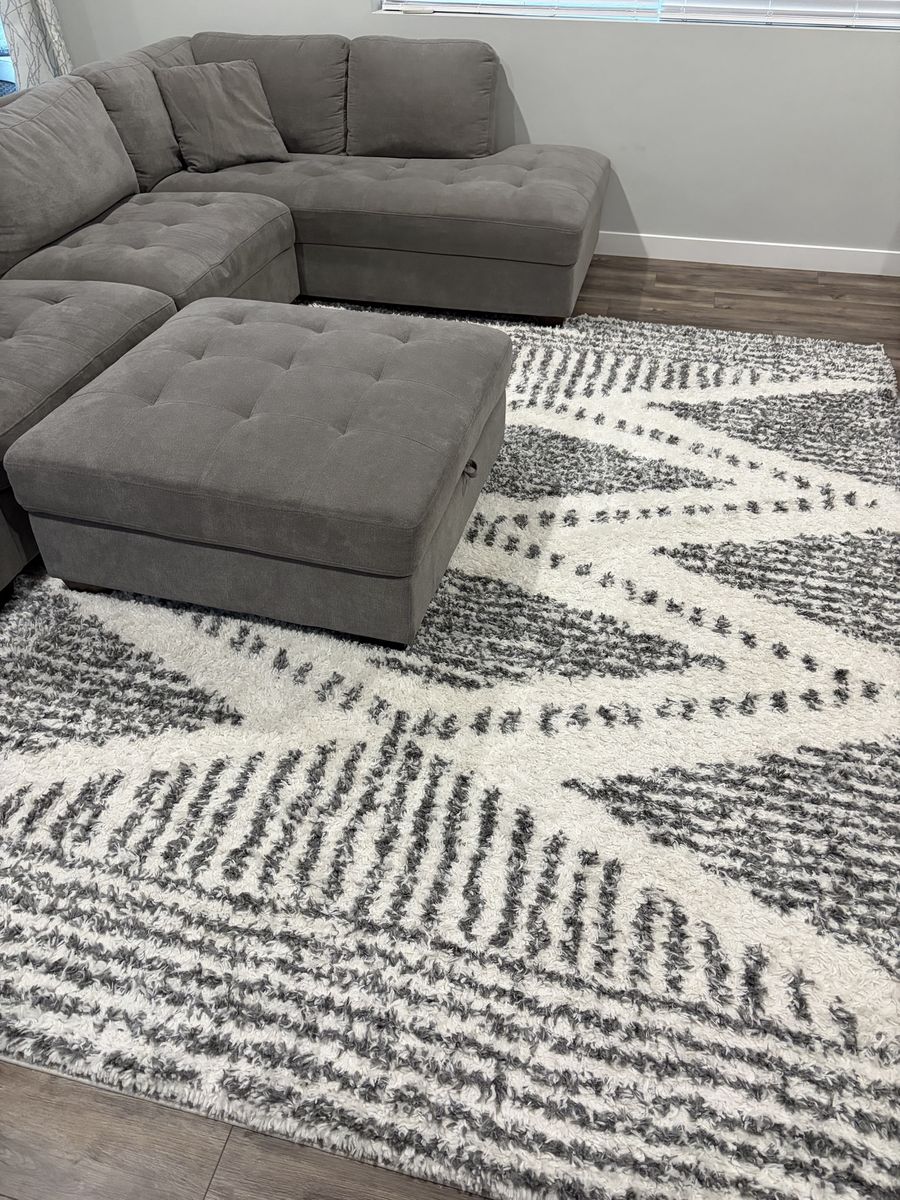 Bazaar Gray Deluxe Shag Area Rug - 7 ft 10 in x 10 ft 3 in, Stain & Fade Resistant