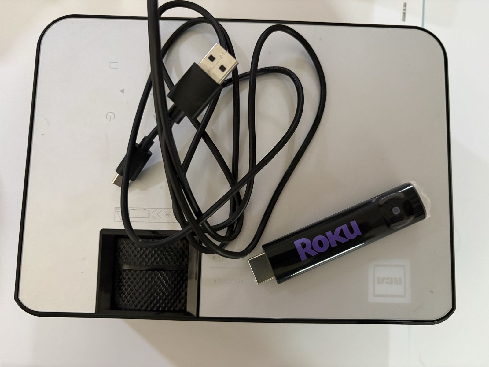 RCA (110”) Projector & Roku Stick