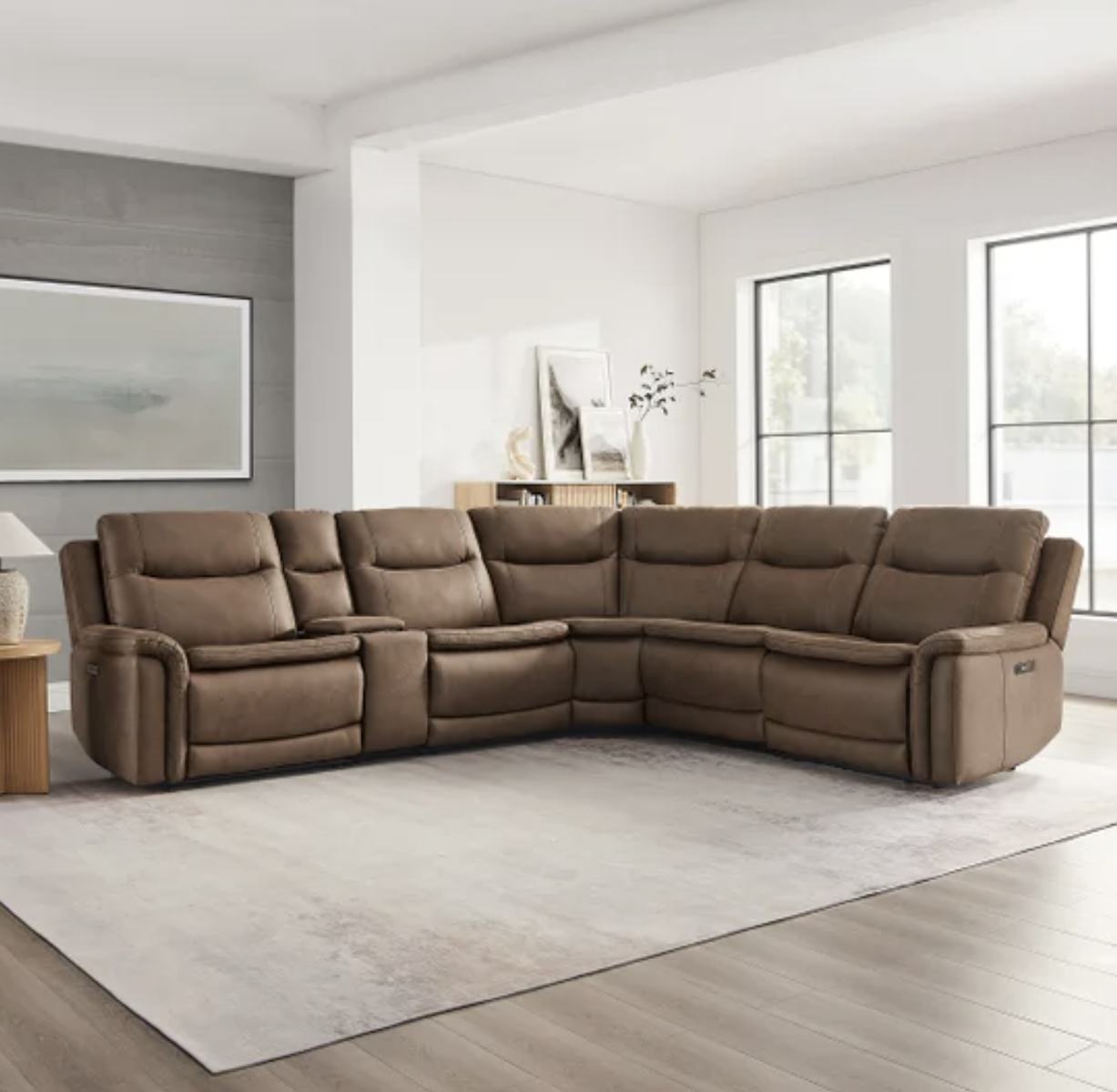 Simms Fabric Power Reclining Sectional with Power Headrests - Gilman Creek Furniture