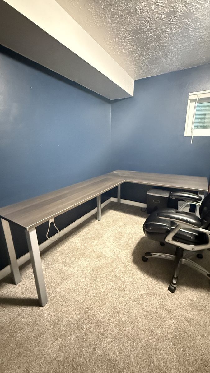 Large Gray L-Shaped Corner Office Desk with Storage Cabinet Set