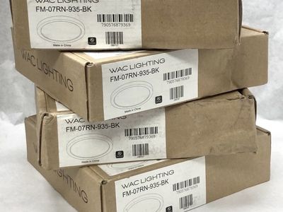 QTY(4) WAC Lighting Round Light 7" 3500K Flush Mount, BK/Trans - FM-07RN-935-BK