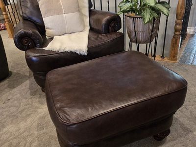 Leather chair and ottoman