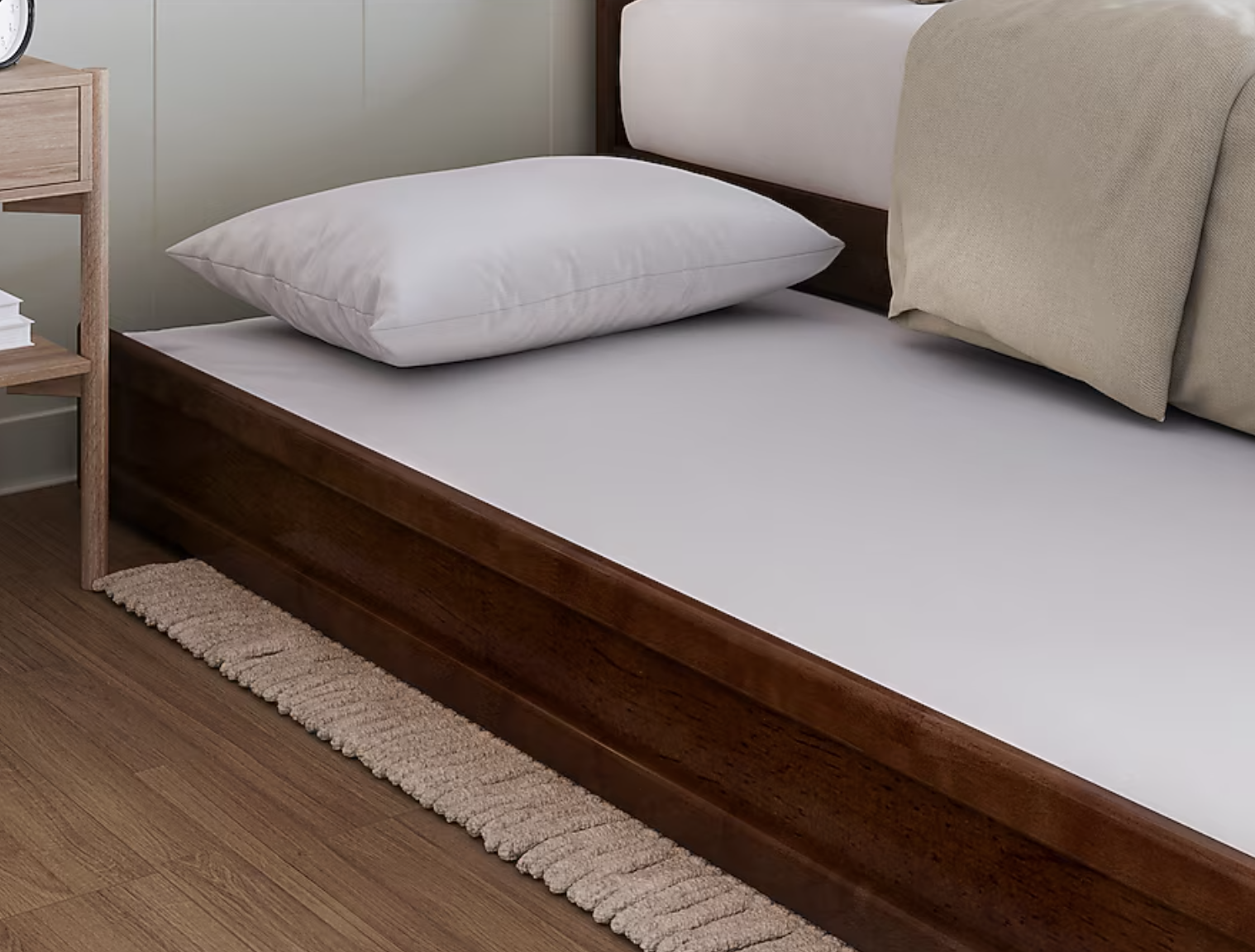 New. Twin Walnut Wood Trundle Pull Out